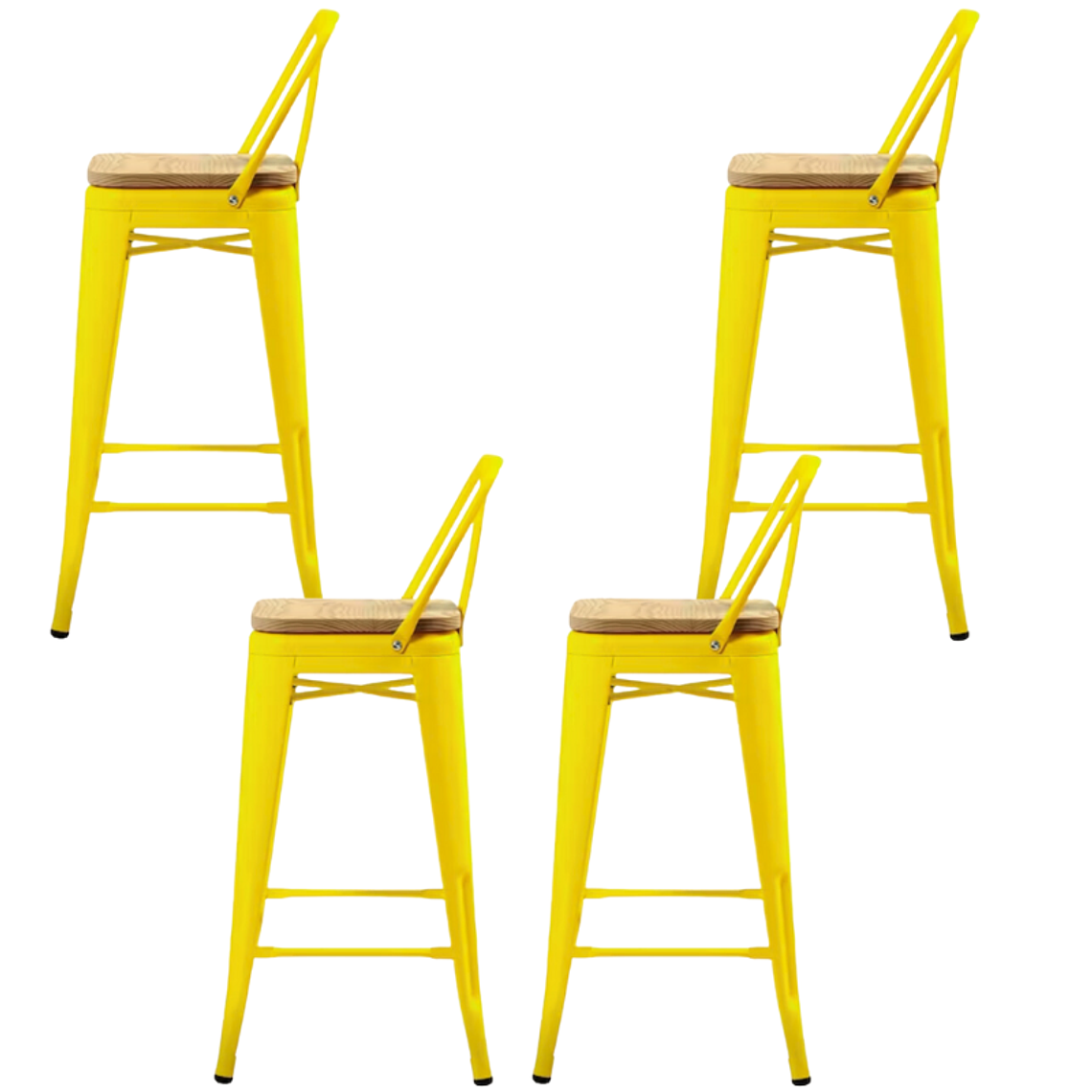 Pack 4 Taburetes Piso Tolix 66 cm con asiento madera natural 9