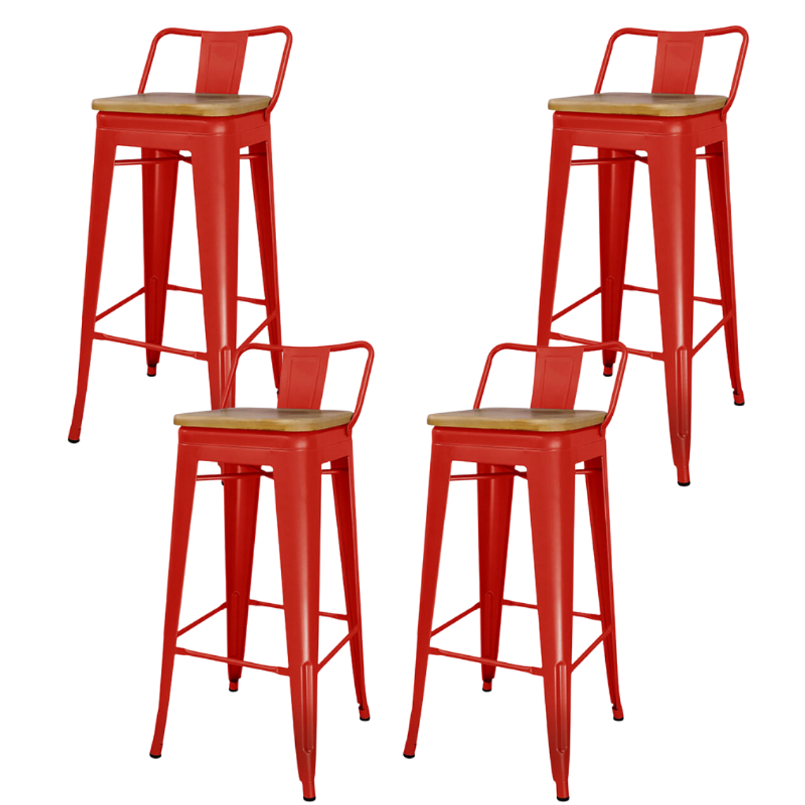 Pack 4 Taburetes Piso Tolix 66 cm con asiento madera natural 7