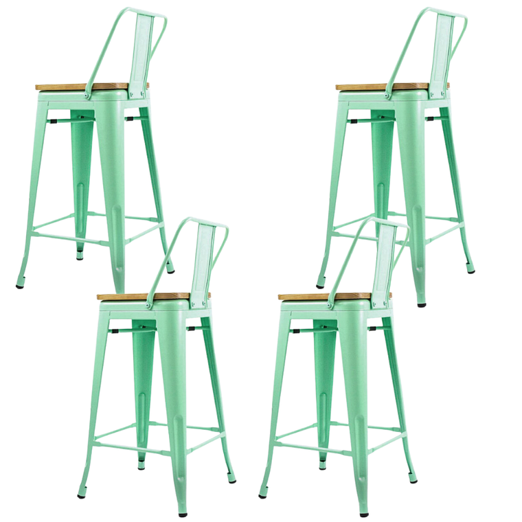 Pack 4 Taburetes Piso Tolix 66 cm con asiento madera natural 5