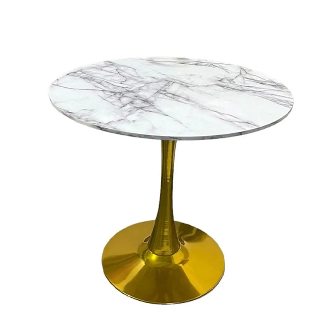 Comedor Mersin redondo blanco 100 cm con 4 Sillas breda gold 7