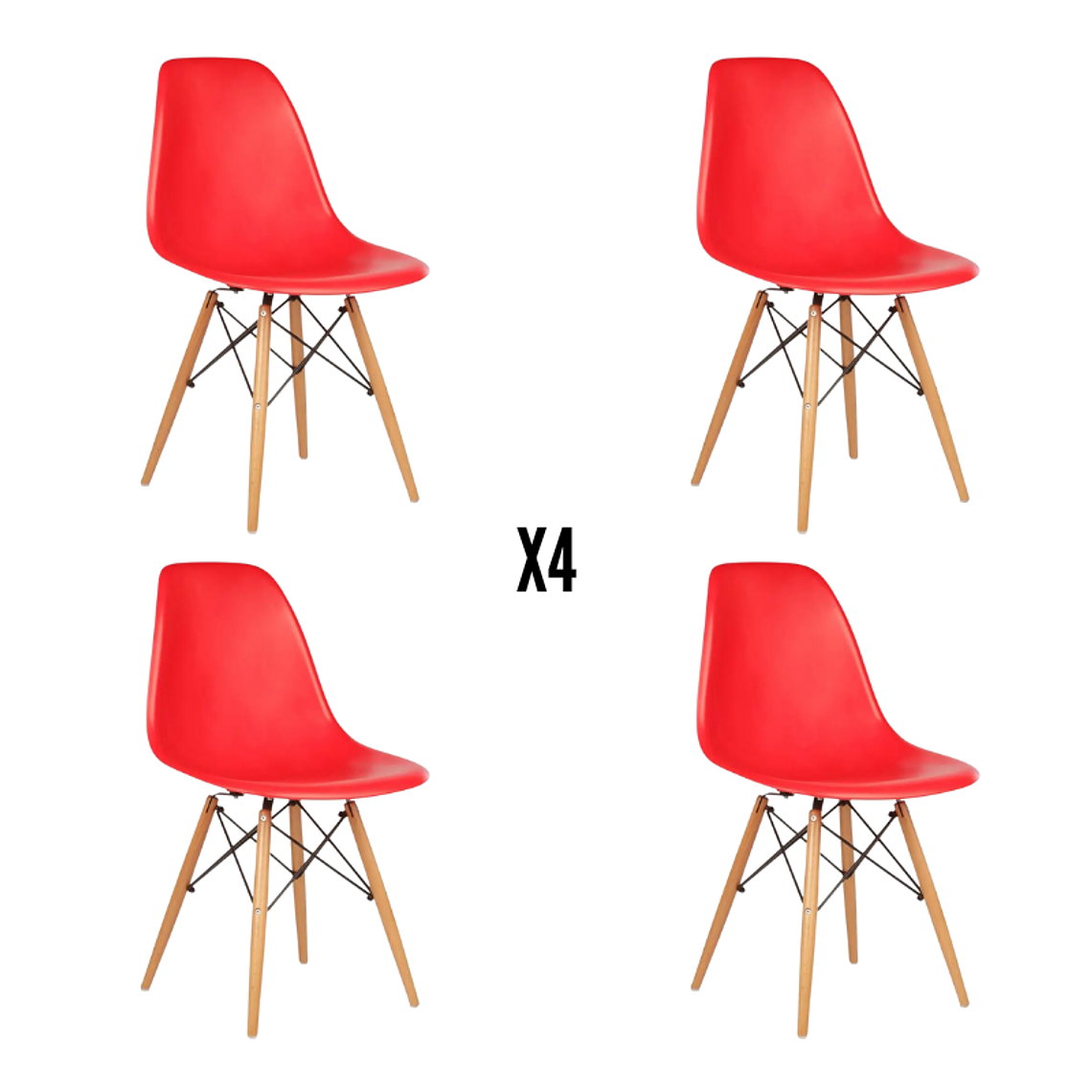 Comedor Málaga redondo vidrio 100 cm con 4 Sillas Eames 9