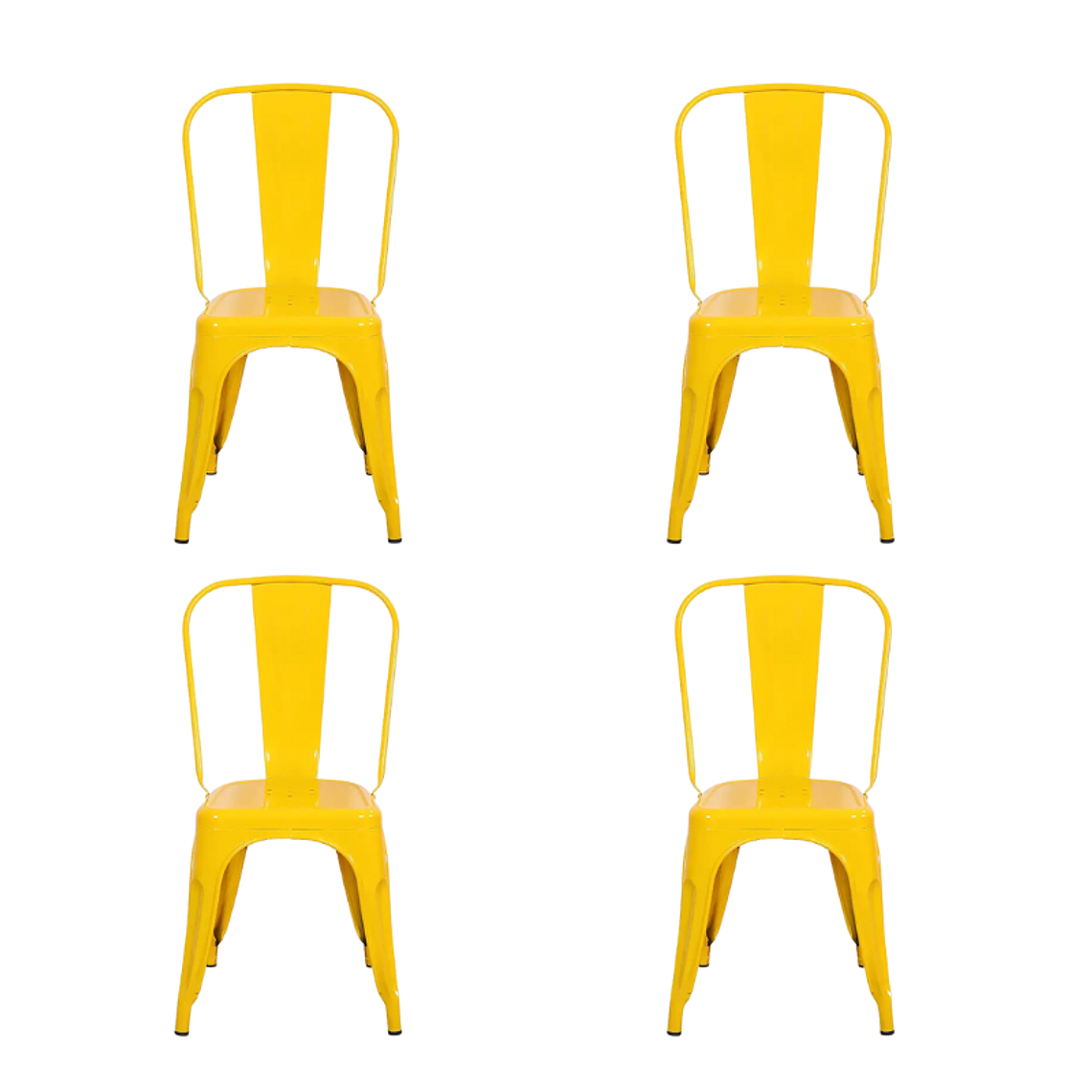 Comedor Kansas redondo vidrio 100 cm con 4 Sillas Tolix 9