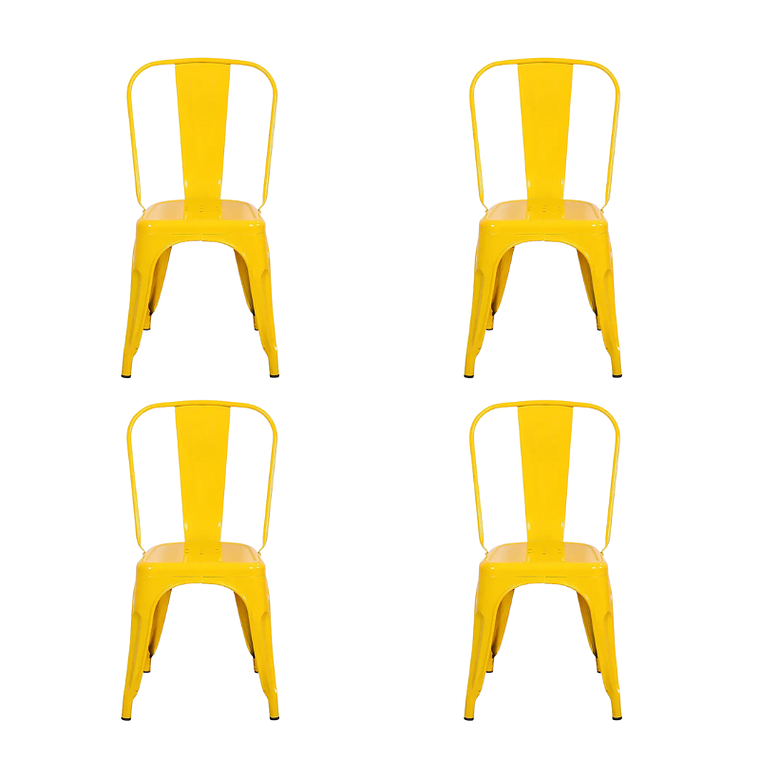 Comedor Kansas redondo vidrio 100 cm con 4 Sillas Tolix 9