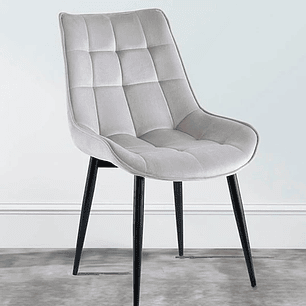 Silla Capitone Black terciopelo gris