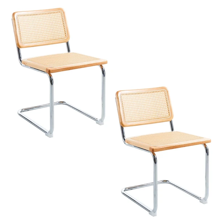 Pack 2 Sillas Breuer Madera y Rattan 1