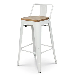 Taburete Piso Tolix 66 cm con asiento madera 