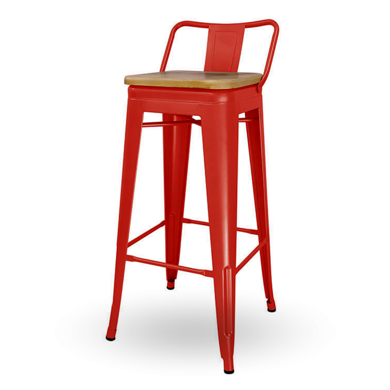 Taburete Piso Tolix 66 cm con asiento madera natural 4