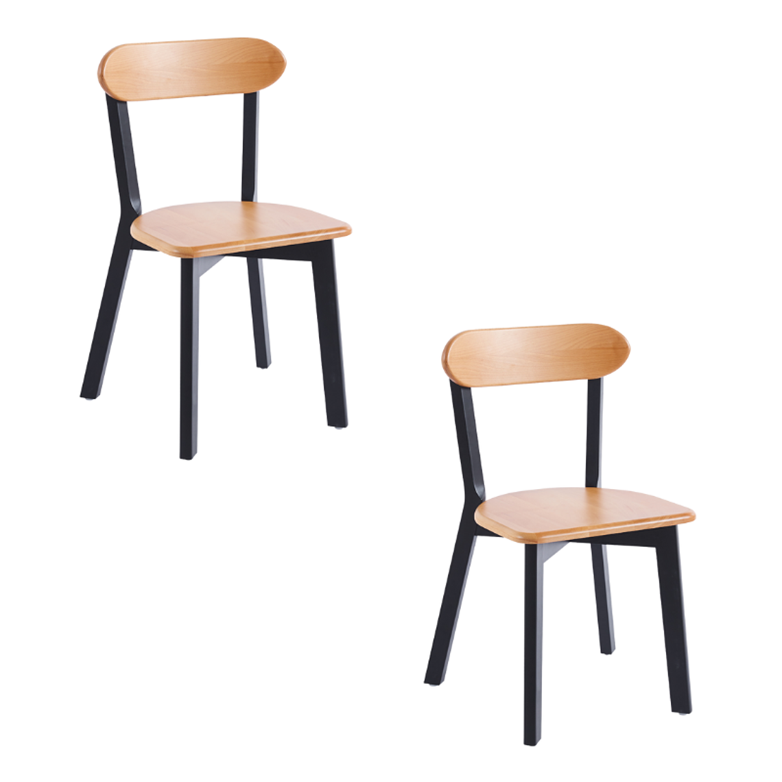 Pack 2 Sillas Fresno de Madera l Negro 1