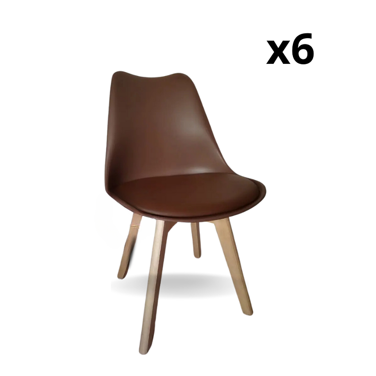 Comedor Bergen rectangular negro 120x80 cm con 6 Sillas Tulip 6