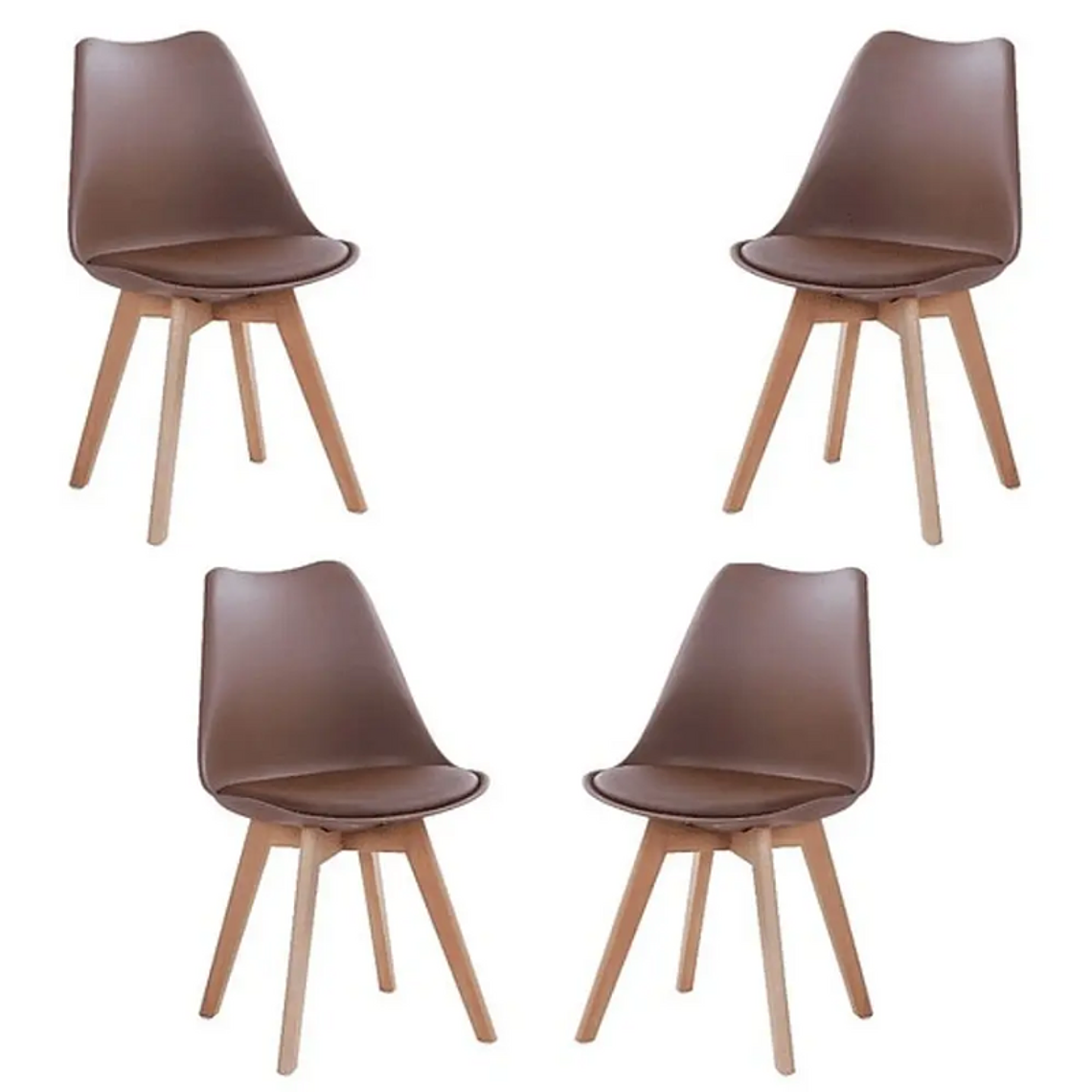 Comedor Yakarta rectangular vidrio 120x80 cm con 4 Sillas Tulip 6