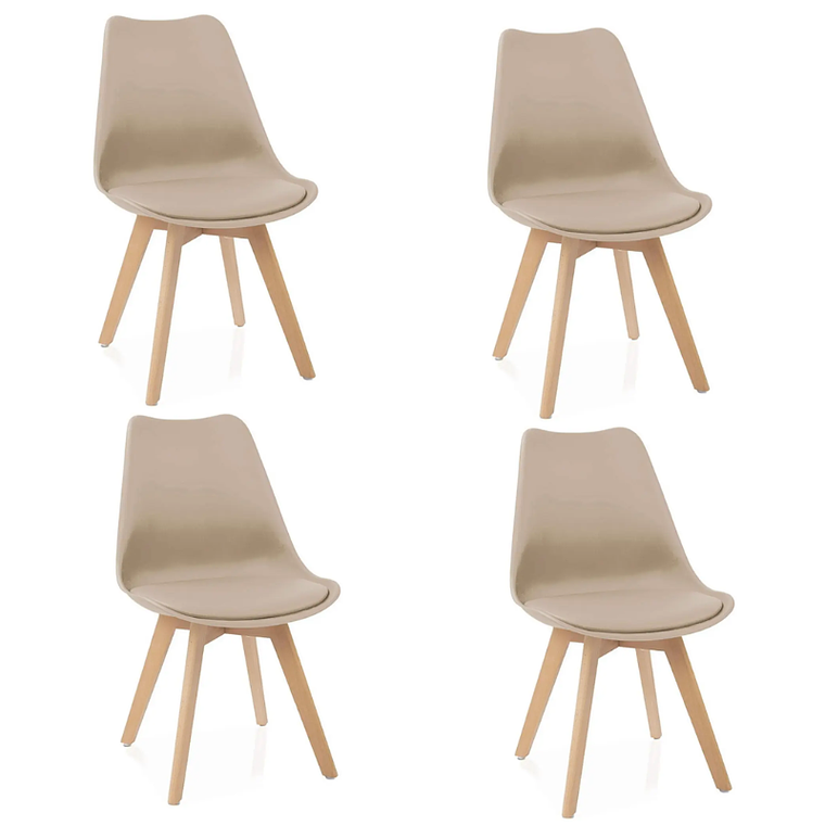 Comedor Yakarta rectangular vidrio 120x80 cm con 4 Sillas Tulip 7