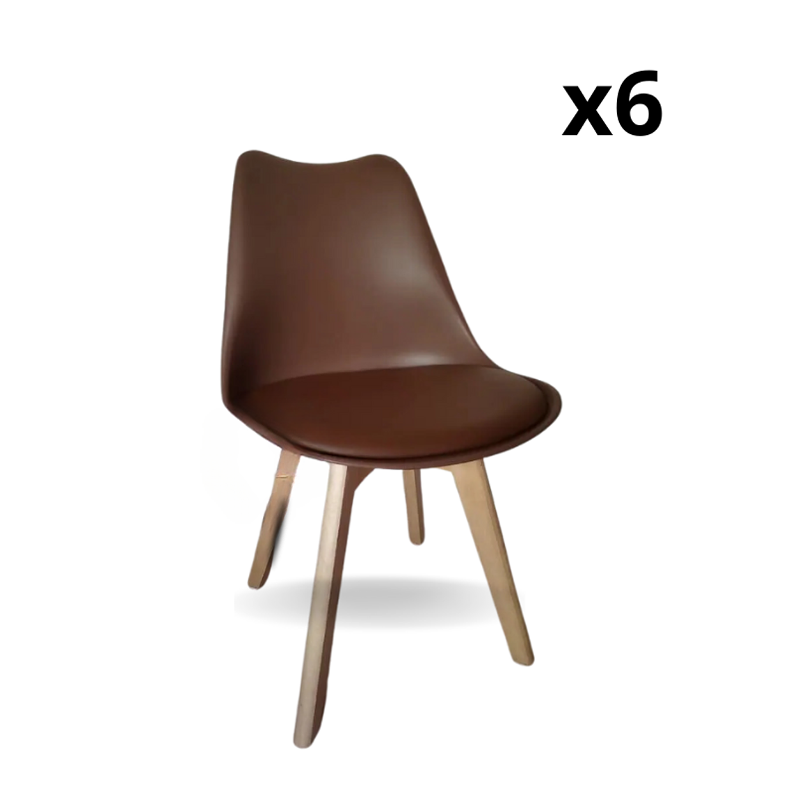 Comedor rectangular color madera 120X80 cm con 6 Sillas Tulip 7