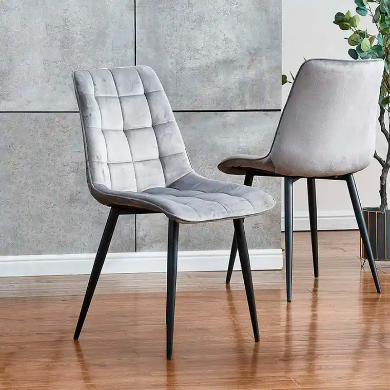 Silla Capitone Black terciopelo gris 3