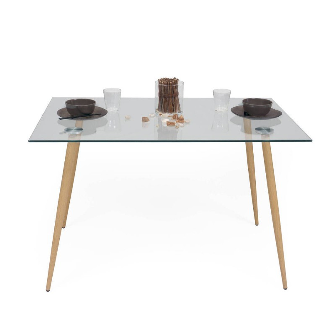 Comedor Beijing rectangular vidrio 120x80 cm con 6 Sillas Buckle 4