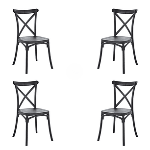 Comedor Turín redondo vidrio 100 cm con 4 Sillas Danubio 