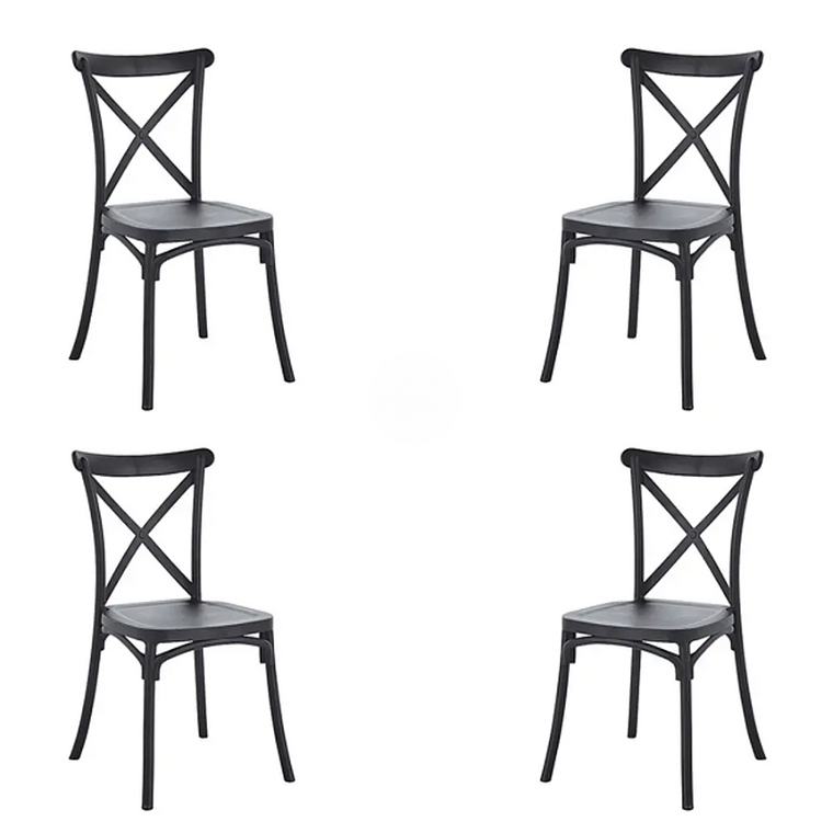 Comedor Turín redondo vidrio 100 cm con 4 Sillas Danubio  2