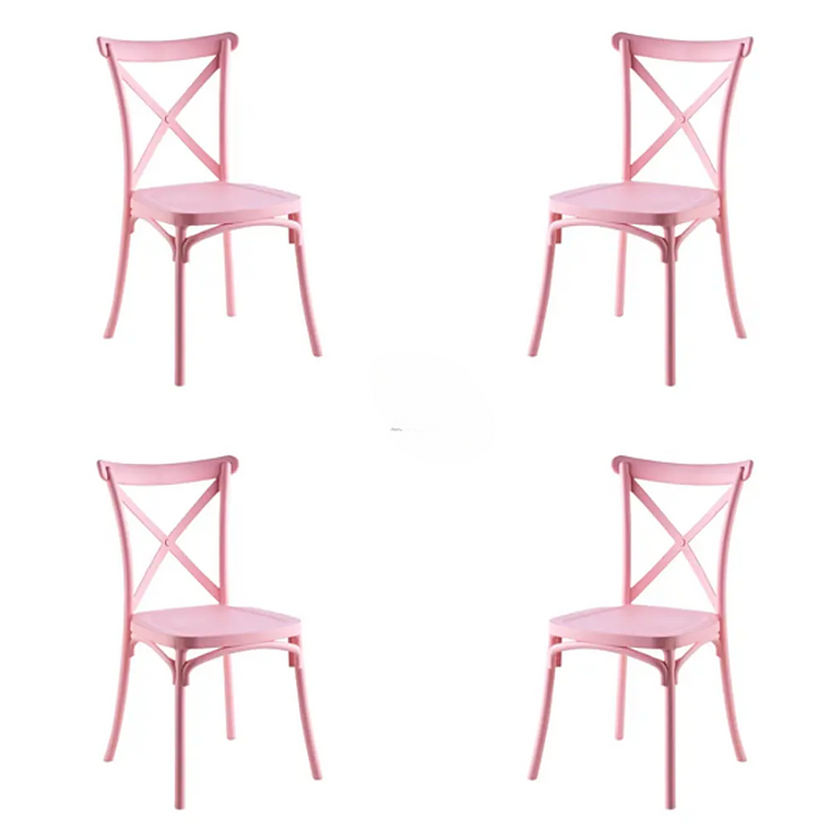 Comedor Marsella redondo blanco 80 cm con 4 Sillas Danubio 6