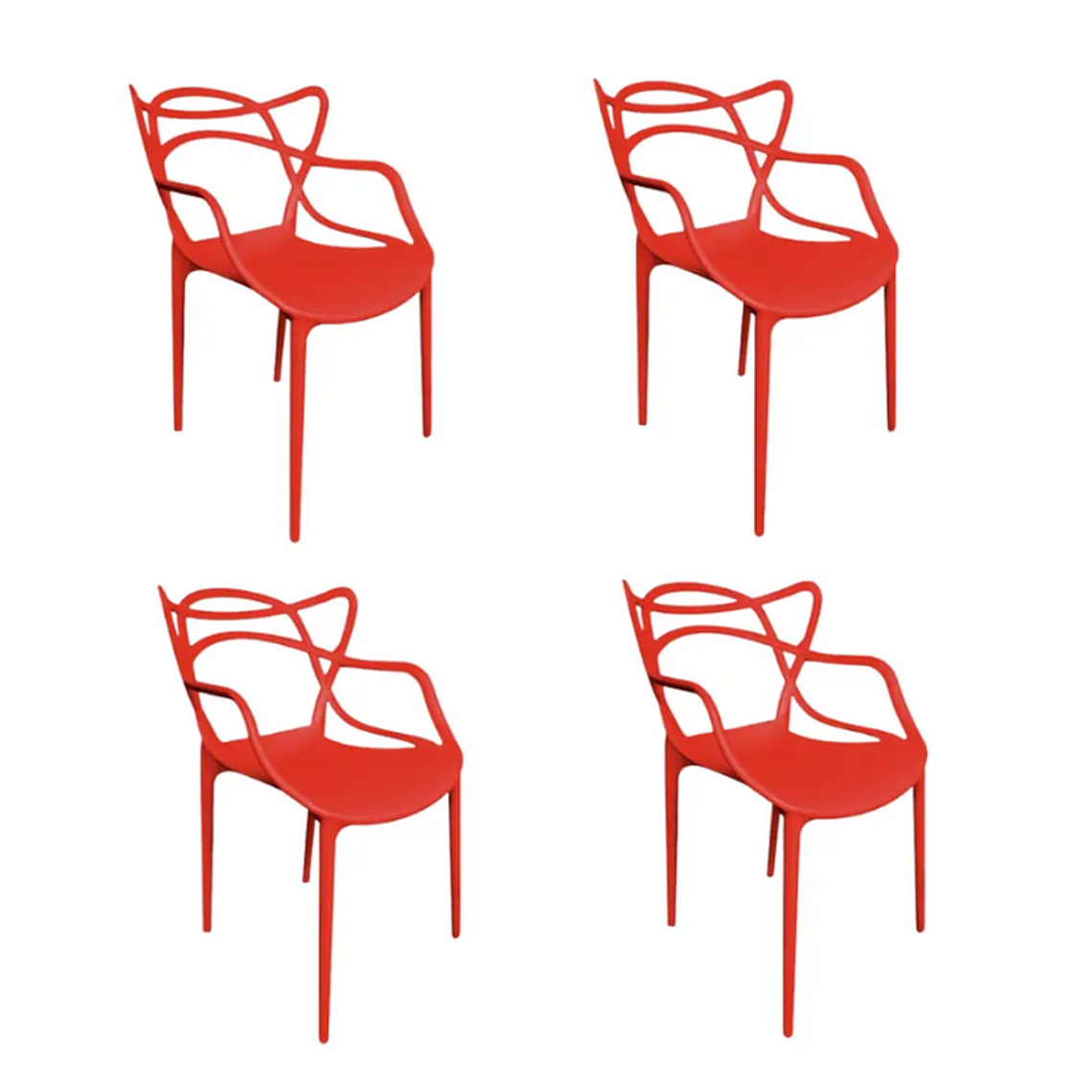 Comedor Derby redondo blanco 100 cm con 4 Sillas Master 6