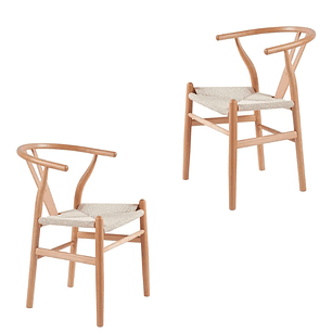 Pack 2 Sillas Wishbone madera e hilo de cuerda