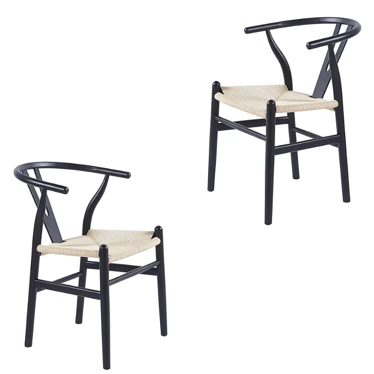 Pack 2 Sillas Wishbone madera negra e hilo de cuerda 1