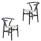 Pack 2 Sillas Wishbone madera negra e hilo de cuerda - Miniatura 1