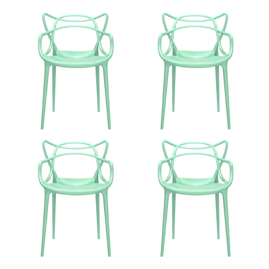 Comedor Sicilia redondo vidrio 100 cm con 4 Sillas Master 8