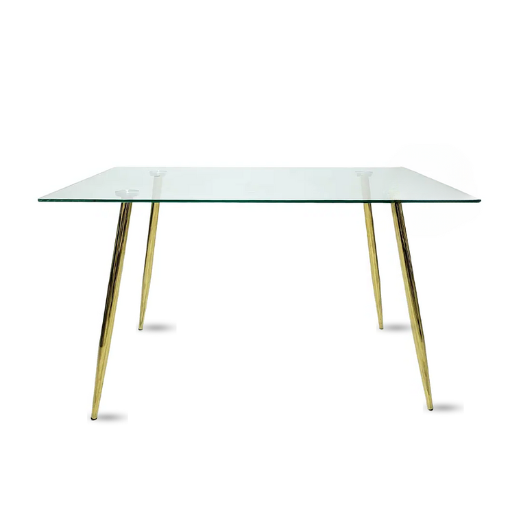 Comedor Sena Gold rectangular vidrio 160x90 cm con 4 Sillas Sena Velvet 13
