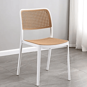 Comedor Brown redondo blanco  80 cm con 4 Sillas Delta Brown de terraza