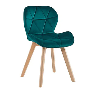 Comedor Mesa Medlock rectangular vidrio 140x90 cm con 6 Sillas Mariposas Rubik Wood Velvet verdes