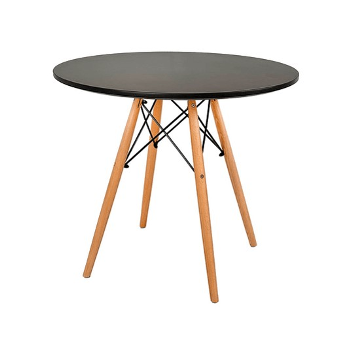 Comedor Europa redondo negro 80 cm con 4 Sillas Europa negras 5