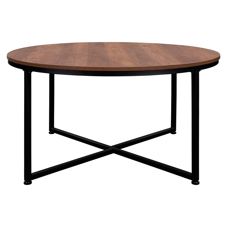 Mesa de centro 80 cm redonda - madera oscura walnut 4