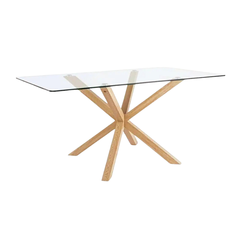 Comedor Boras rectangular vidrio 140x80 cm con 4 Sillas Ribe Gold 6