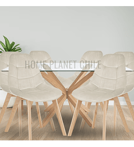 Comedor Argos rectangular 160x90 cm con 6 Sillas Buckle Velvet