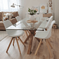 Comedor Larisa rectangular vidrio 160x90 cm con 4 Sillas tulip Artic - Miniatura 2