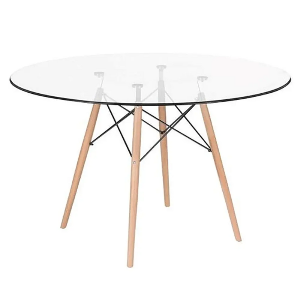 Comedor Viena Wood redondo vidrio 100 cm con 4 Sillas Mariposas Rubik Wood Velvet 4
