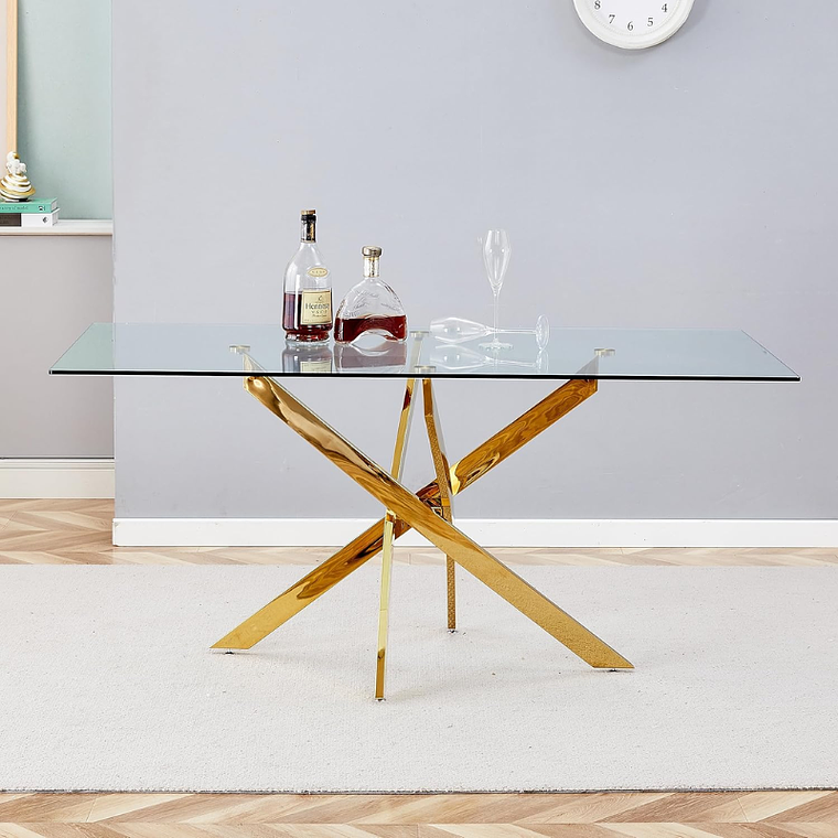 Mesa Emiratos Gold rectangular vidrio 140x80 cm 2