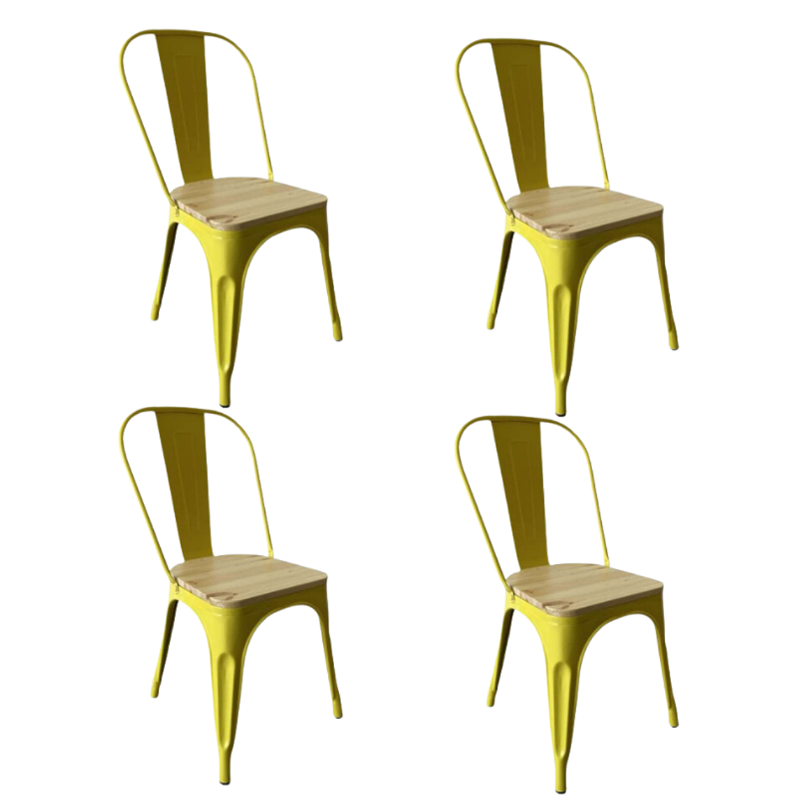 Pack 4 Sillas Tolix con asiento madera clara 9