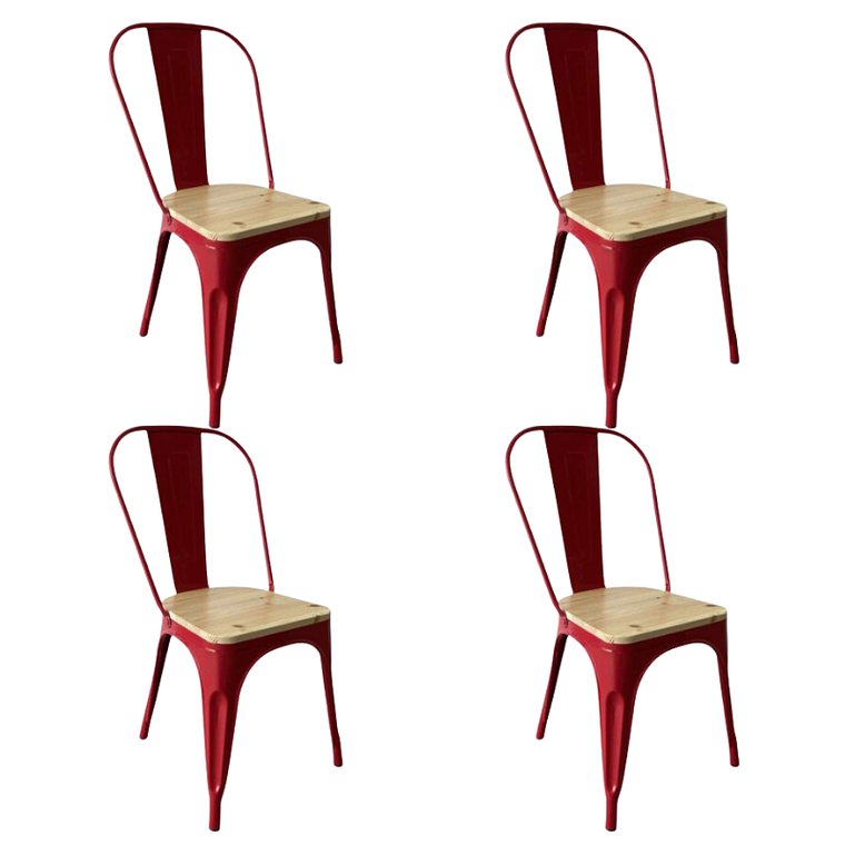 Pack 4 Sillas Tolix con asiento madera clara 8