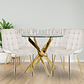 Comedor Kemi Gold redondo vidrio 80 cm con 4 Sillas Capitone Gold - Miniatura 2