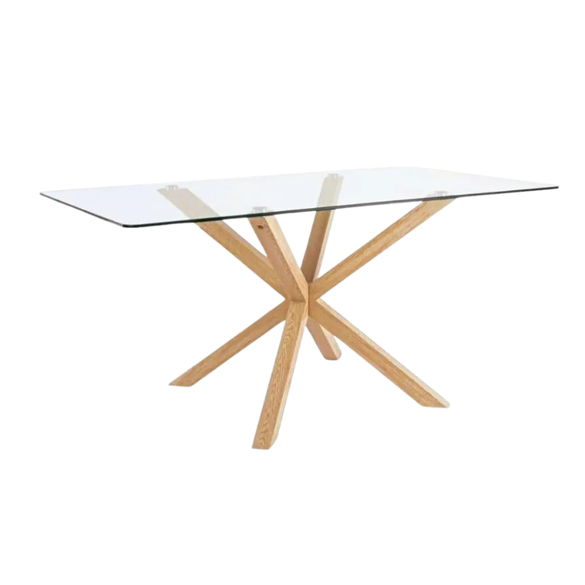 Comedor Esparta rectangular vidrio 160x90 cm con 4 Sillas Crossback Danubio madera rattan  4