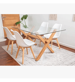 Comedor Estocolmo rectangular vidrio 130x80 cm con 4 Sillas Tulip
