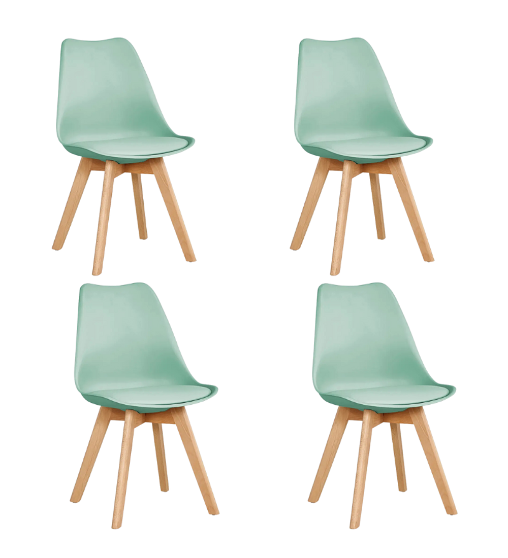 Comedor Estocolmo rectangular vidrio 130x80 cm con 4 Sillas Tulip