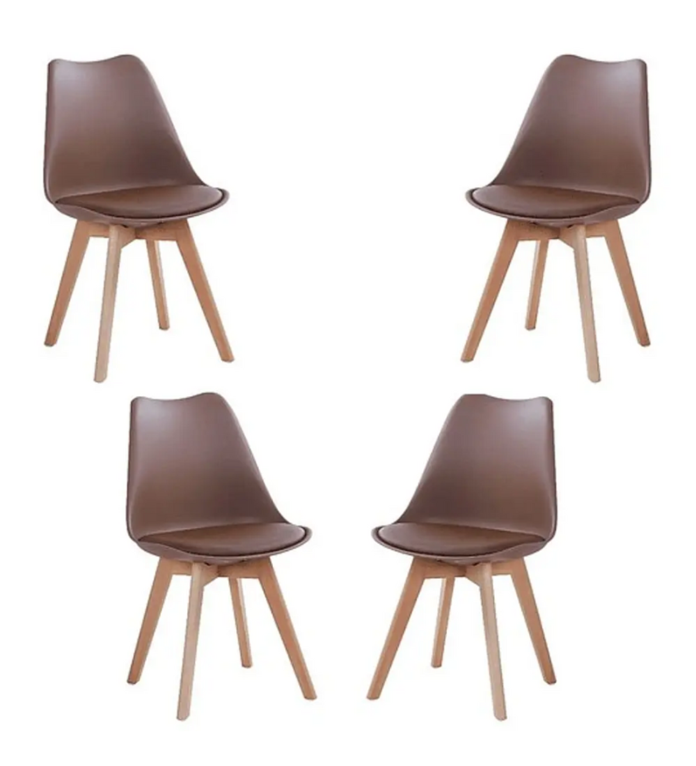 Comedor Estocolmo rectangular vidrio 130x80 cm con 4 Sillas Tulip