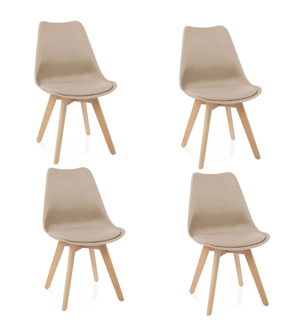 Comedor Estocolmo rectangular vidrio 130x80 cm con 4 Sillas Tulip