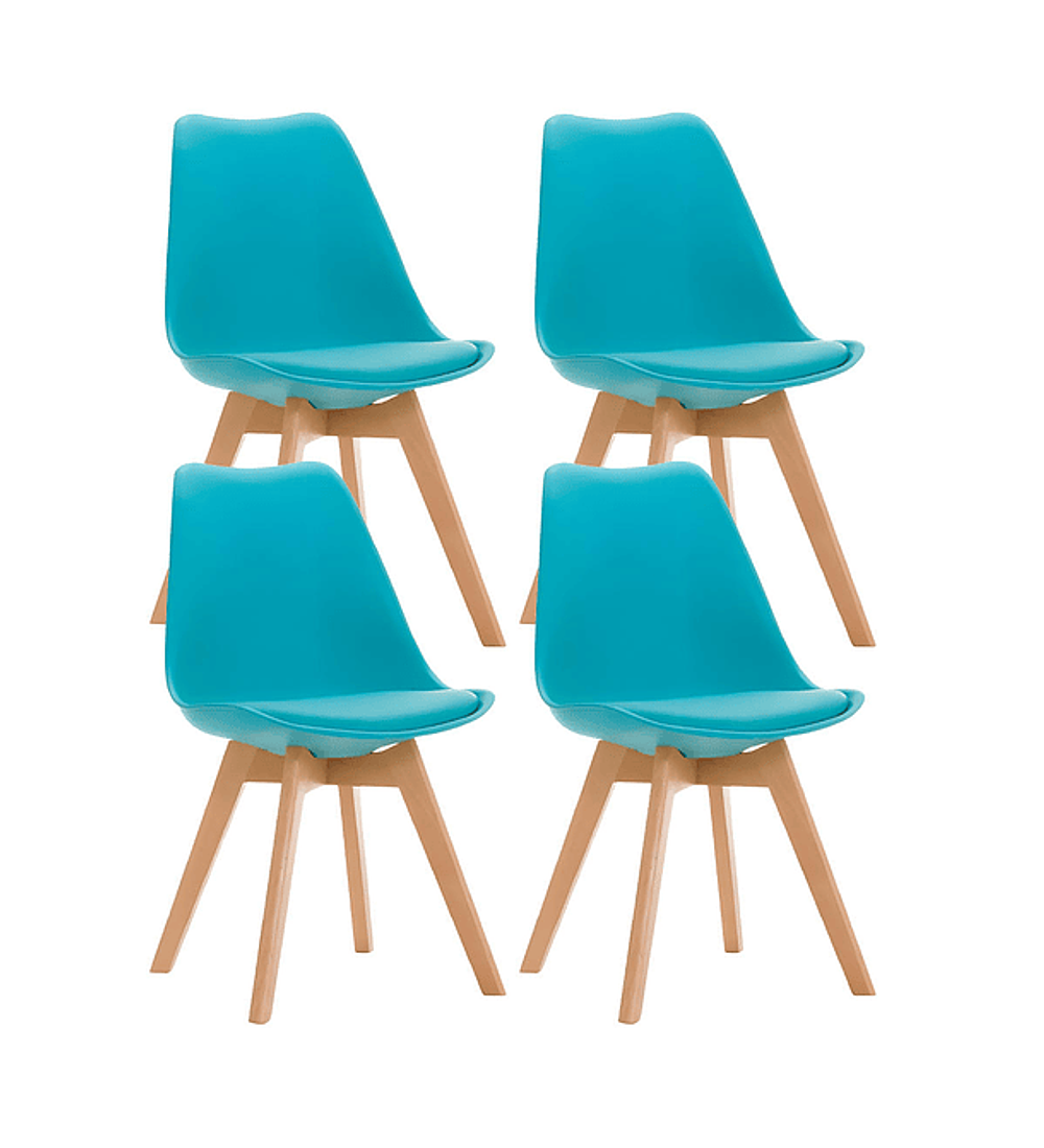 Comedor Estocolmo rectangular vidrio 130x80 cm con 4 Sillas Tulip