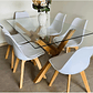 Comedor Estocolmo rectangular vidrio 130x80 cm con 6 Sillas Tulip - Miniatura 1