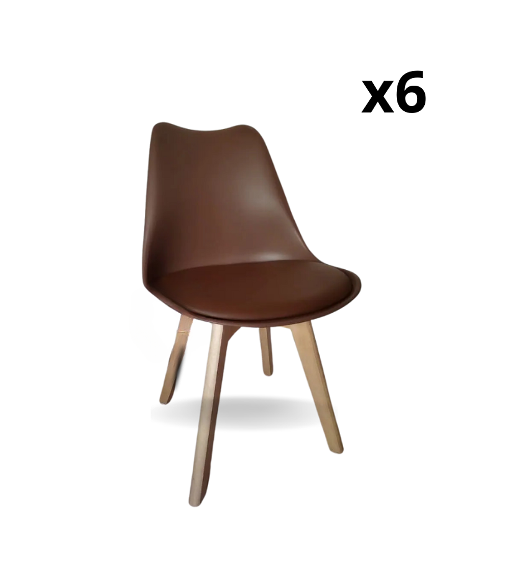 Comedor Estocolmo rectangular vidrio 130x80 cm con 6 Sillas Tulip