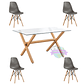 Comedor Madrid rectangular vidrio 130x80 cm con 4 Sillas Eames - Miniatura 3