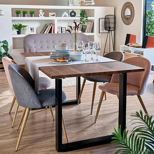 Comedor Bucarest 160x90 cm con 4 Sillas Breda Lino
