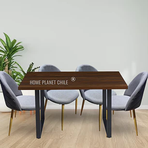 Comedor Bucarest 160x90 cm con 4 Sillas Breda Lino